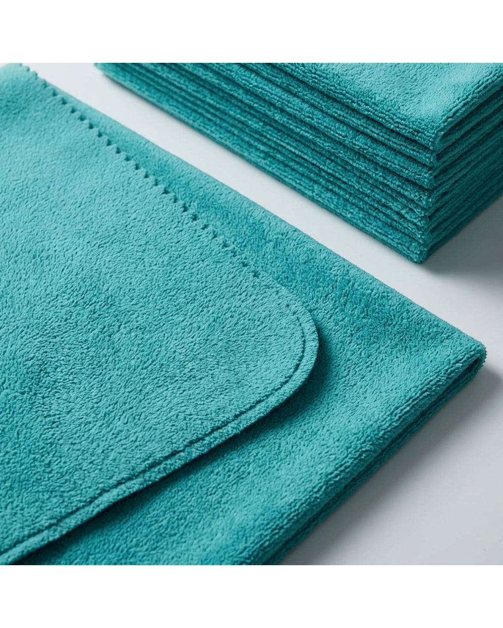 Gelxo Edgeless Coral Fleece Auto Detailing Cloth Set of 12 Teal - Detail view