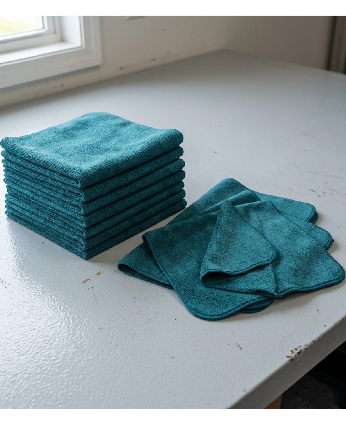 Gelxo Edgeless Coral Fleece Auto Detailing Cloth Set of 12 Teal - Lifestyle view
