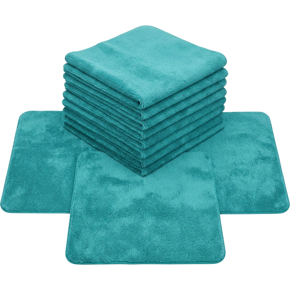 Gelxo Edgeless Coral Fleece Auto Detailing Cloth Set of 12 Teal - Product view
